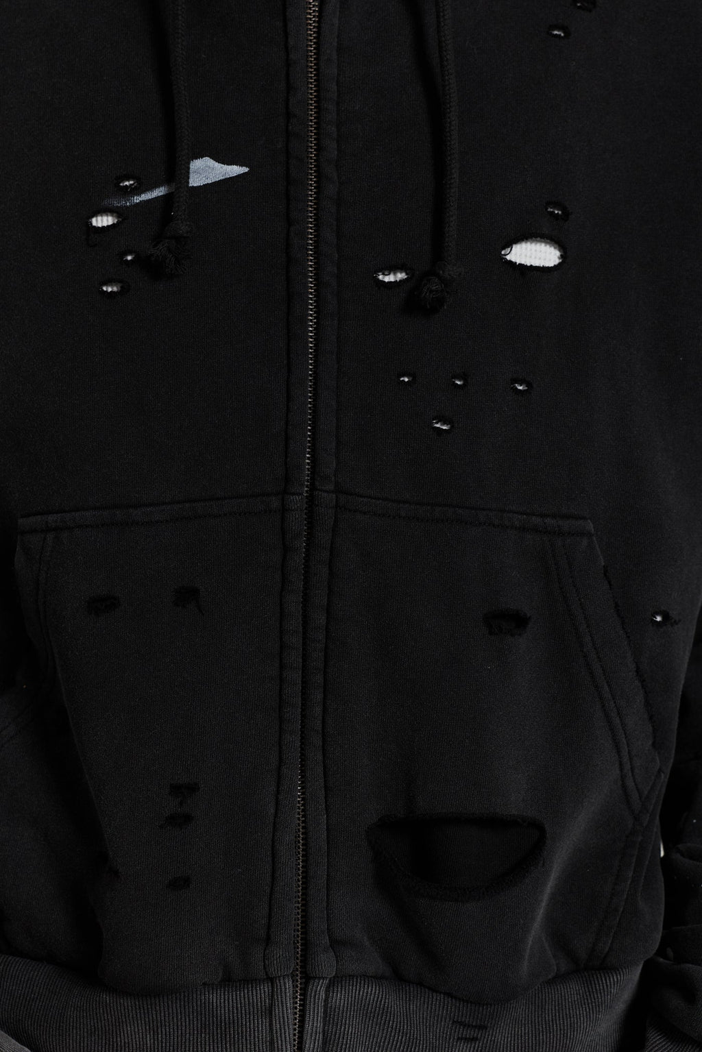Sun Faded Waffle Zip Hoodie – Negro Lavado