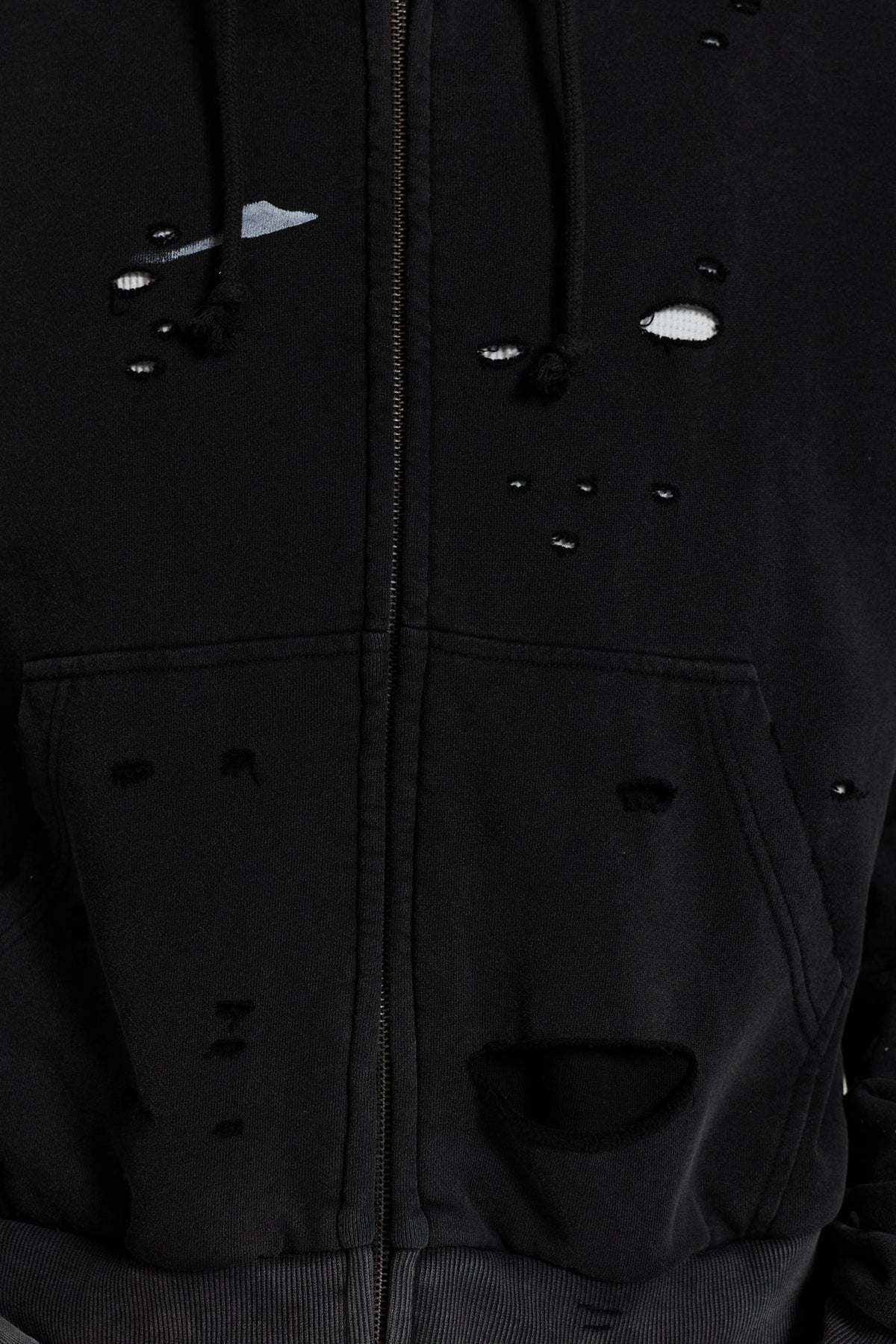 Sun Faded Waffle Zip Hoodie – Negro Lavado