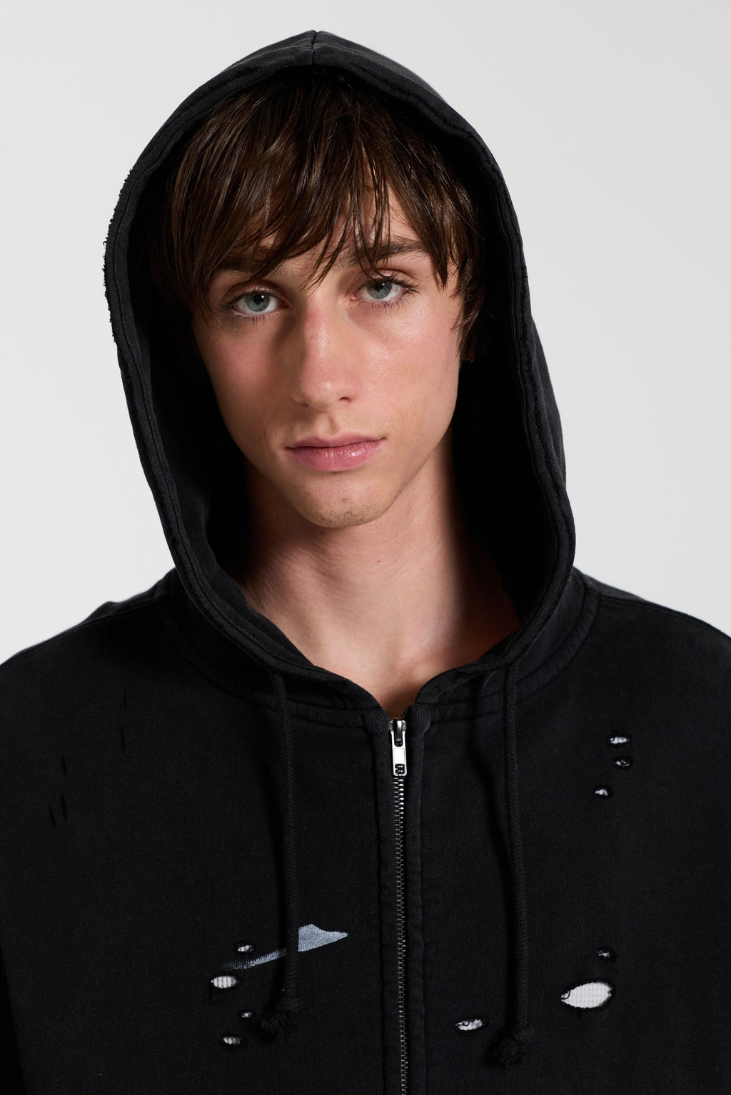 Sun Faded Waffle Zip Hoodie – Negro Lavado