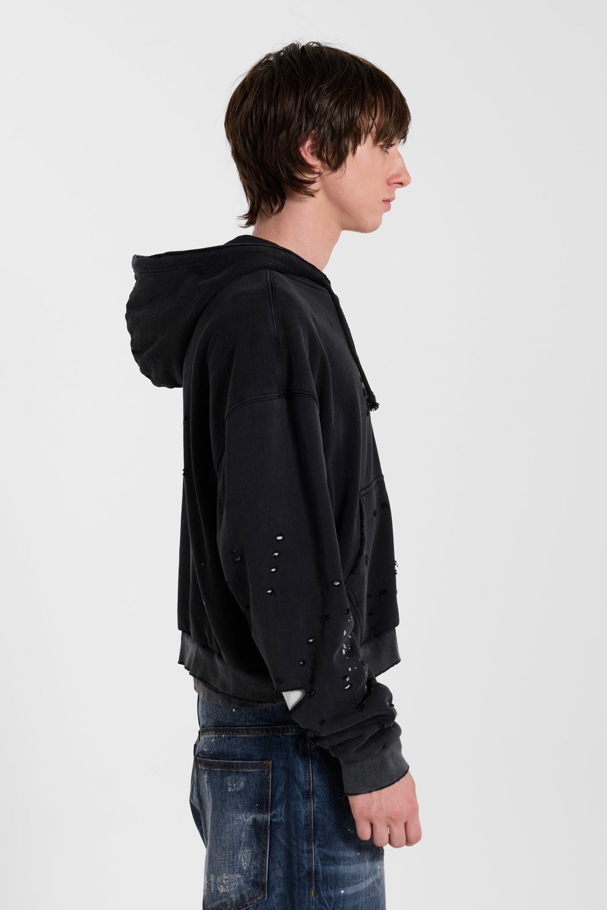 Sun Faded Waffle Zip Hoodie – Negro Lavado