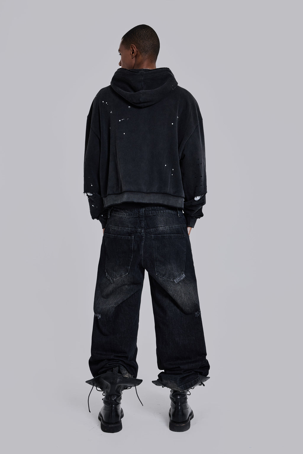 Sun Faded Waffle Zip Hoodie – Negro Lavado