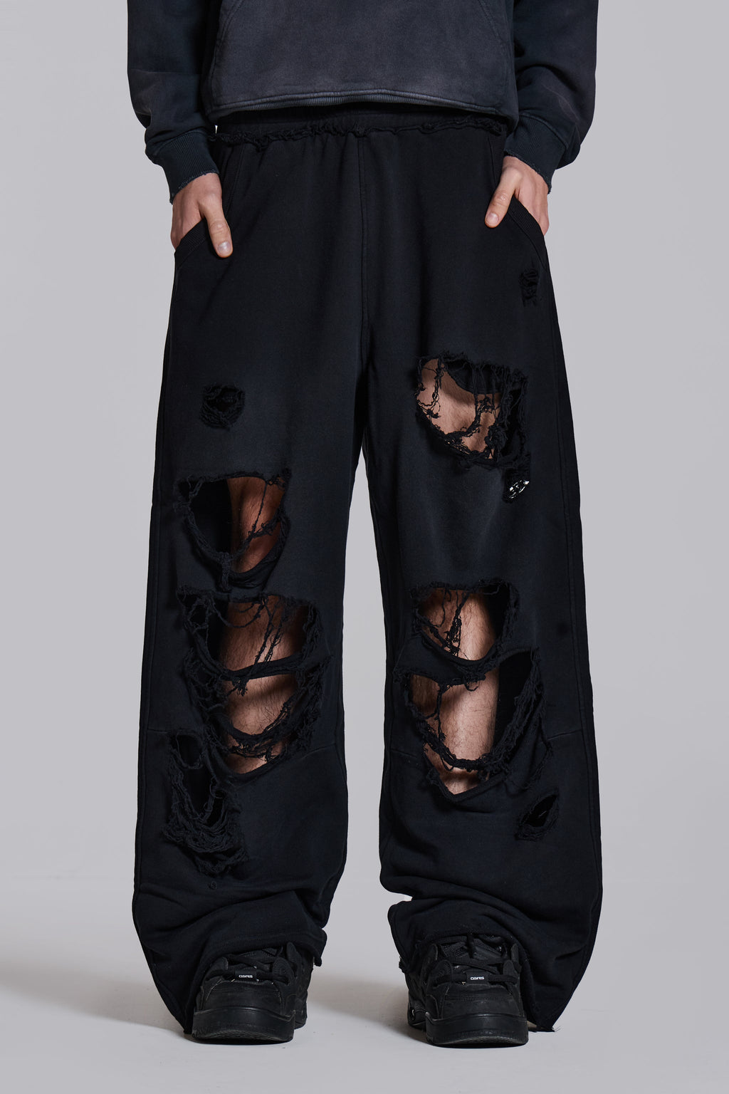 Distressed Black Baggy Monster Joggers