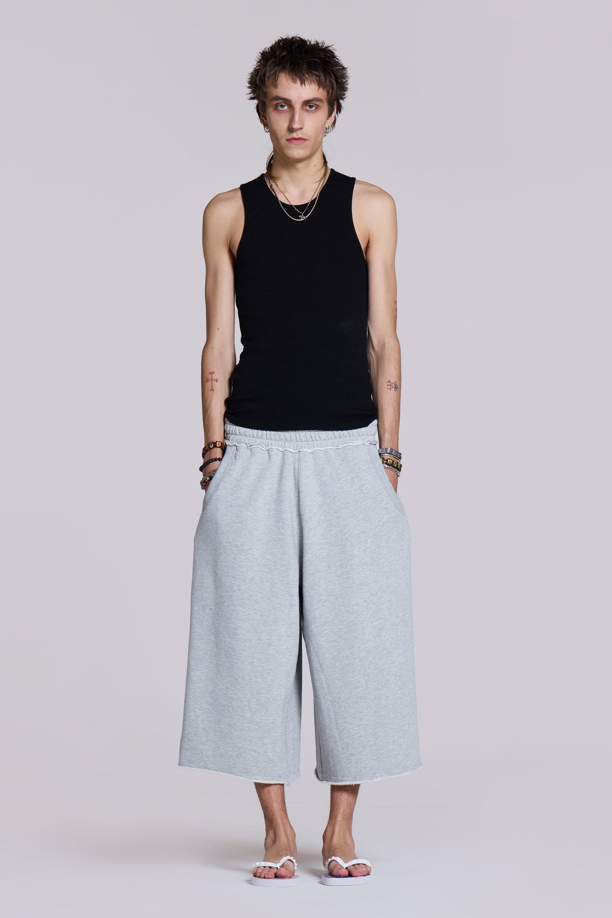 Shorts Monster 3/4 gris jaspeado