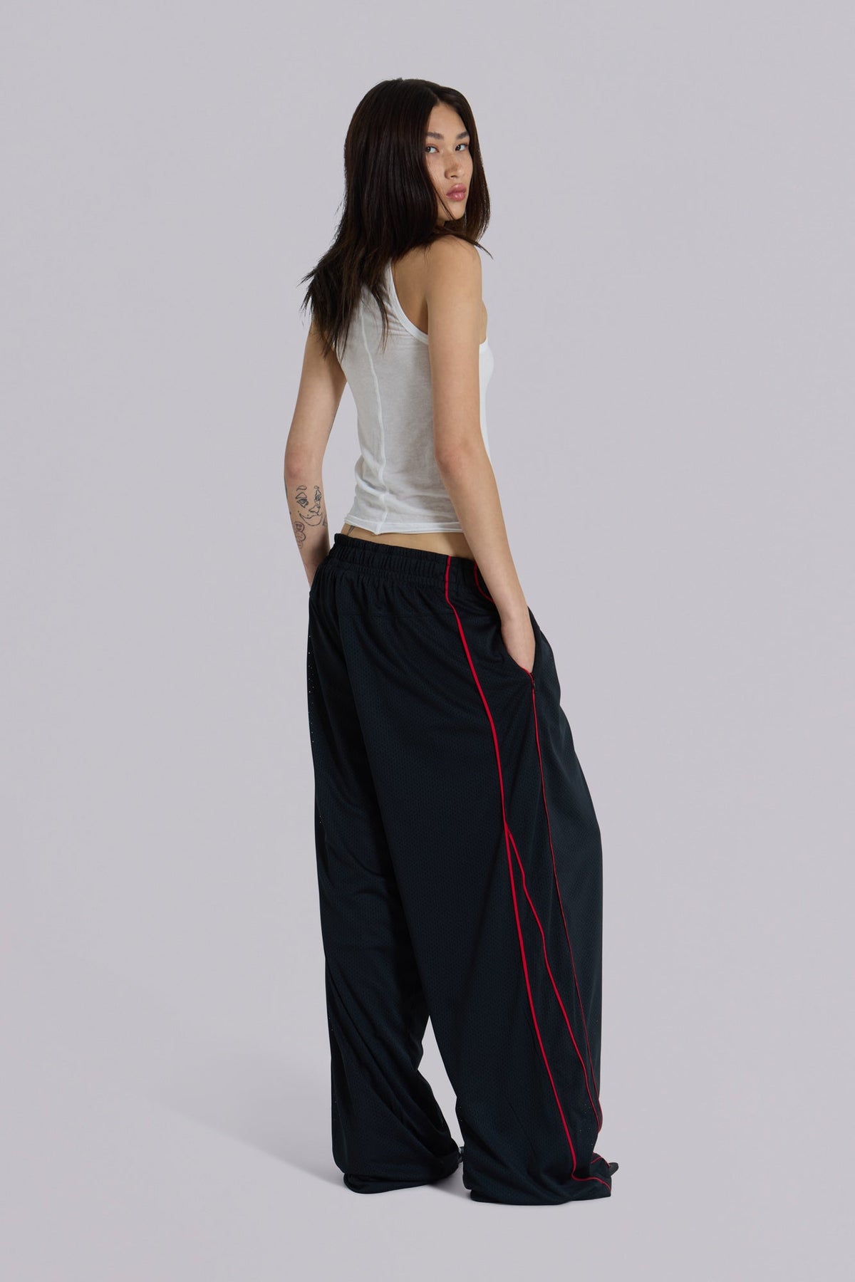Black Mesh Vapor Tracksuit Bottoms