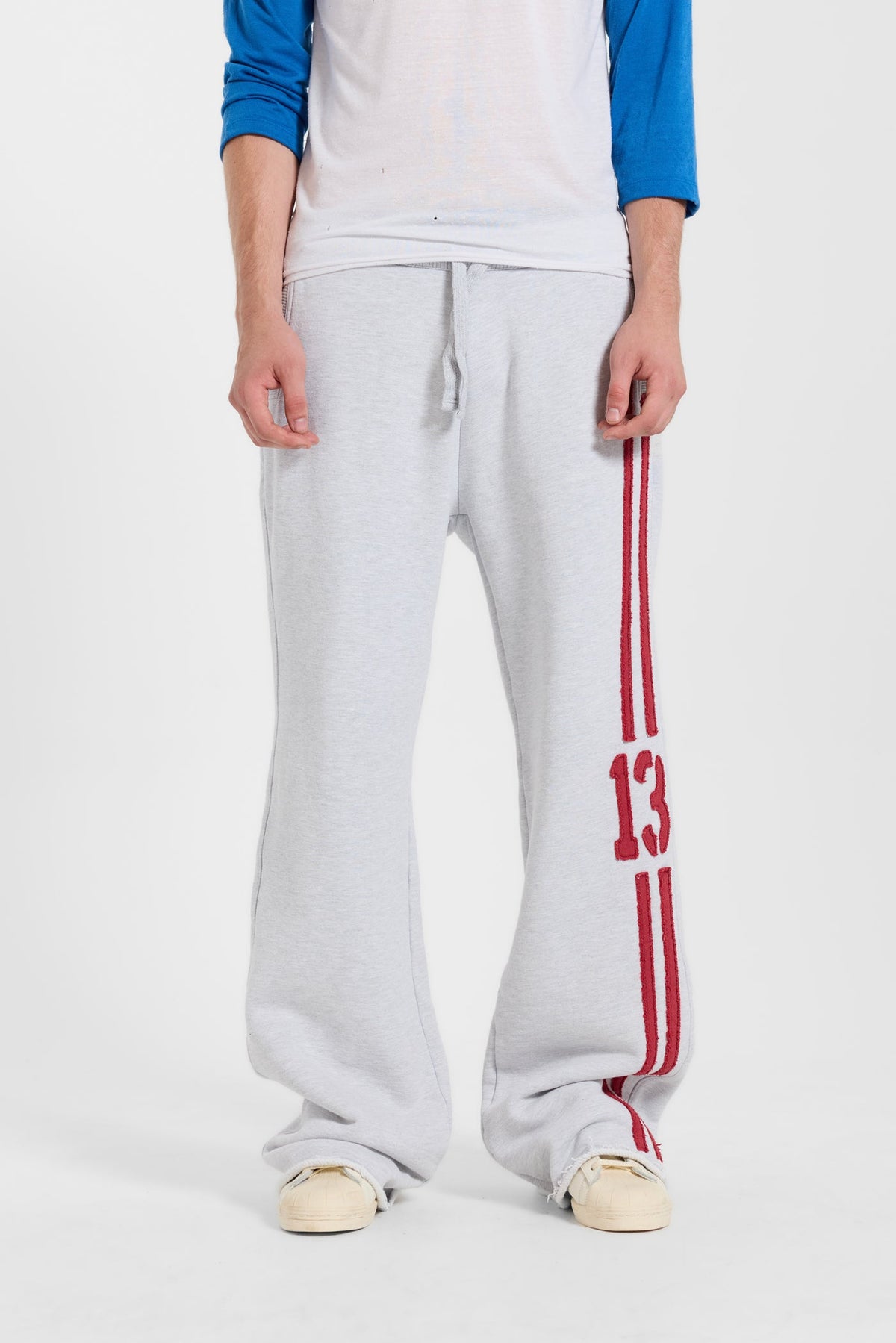 13 Stripe Straight Jogger in Grey Marl