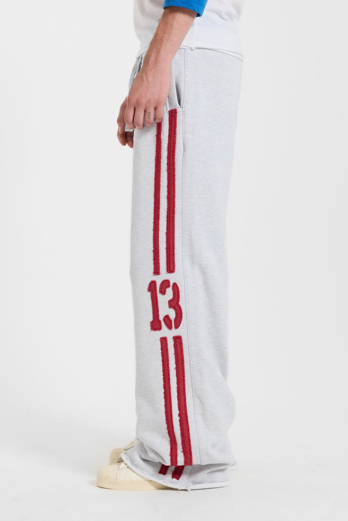 13 Stripe Straight Jogger in Grey Marl