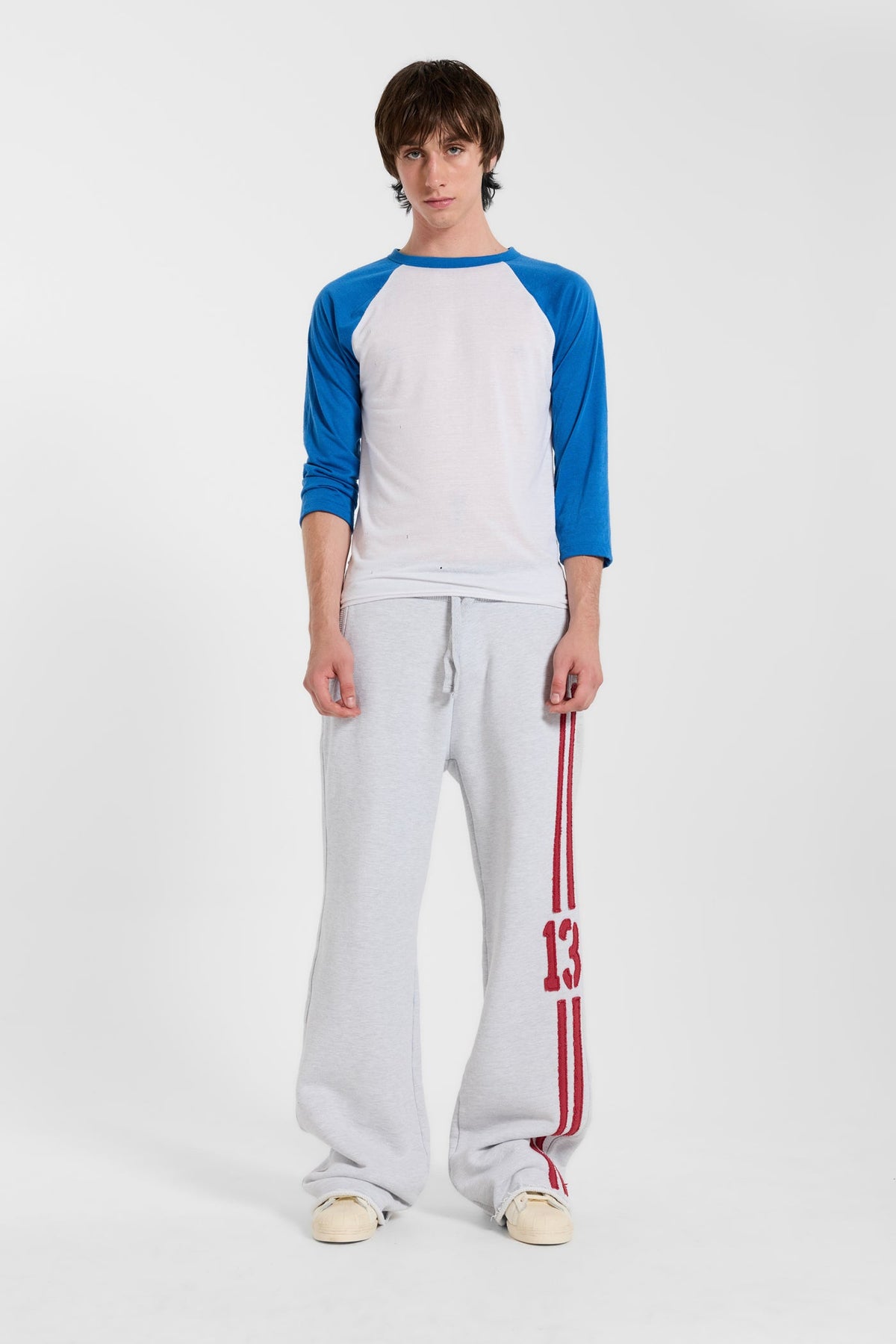 13 Stripe Straight Jogger in Grey Marl