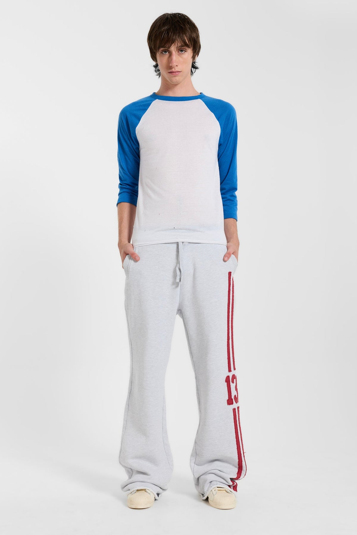 13 Stripe Straight Jogger in Grey Marl