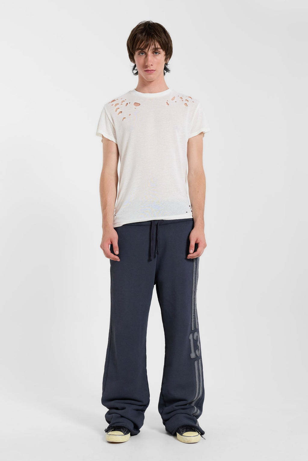 13 Stripe Straight Jogger in Charcoal