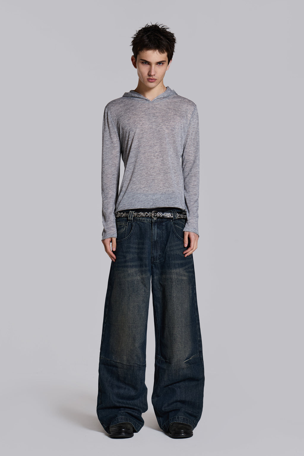 Sudadera con capucha Mist gris jaspeado