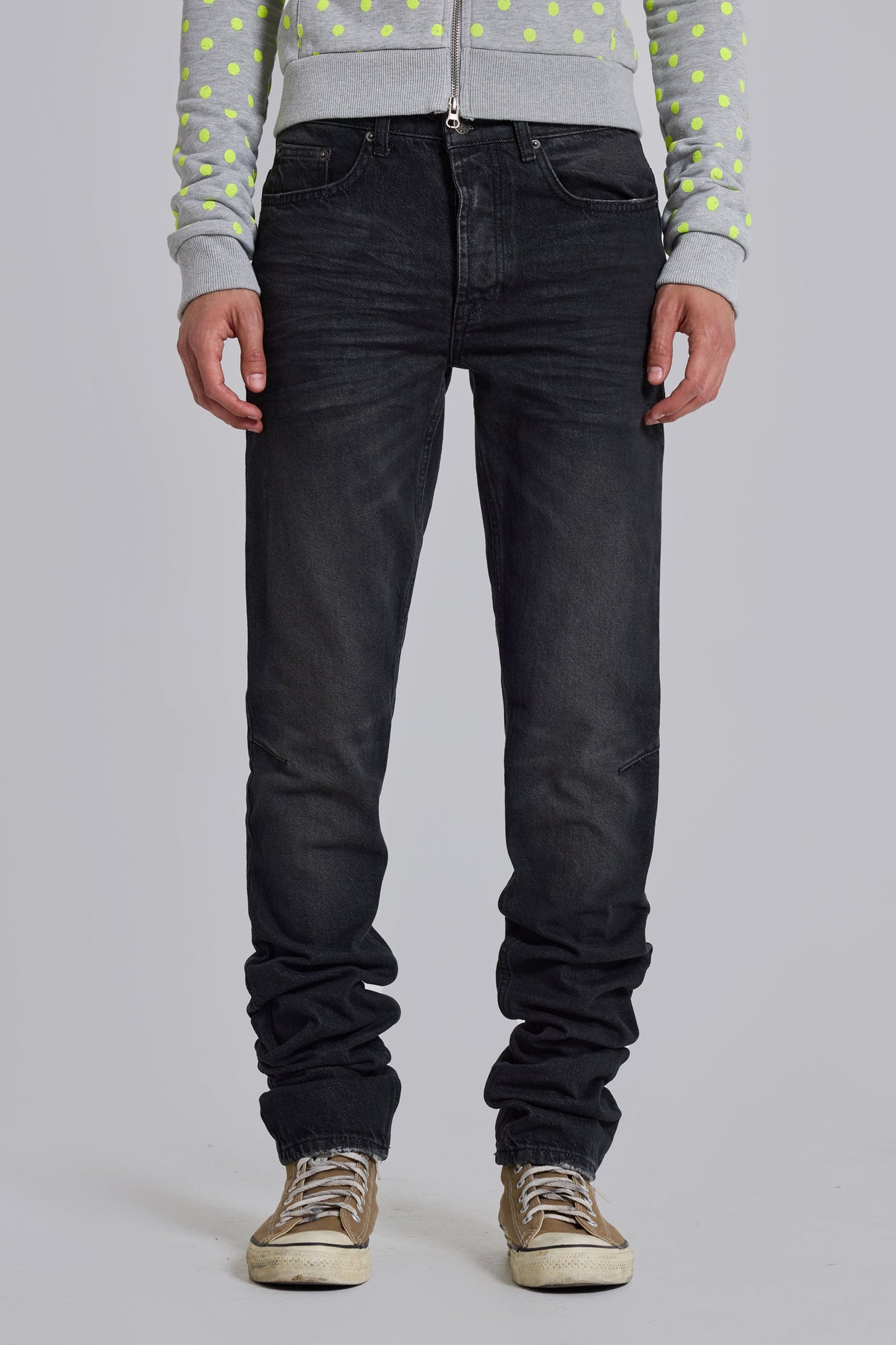 Washed Black Drain Jeans