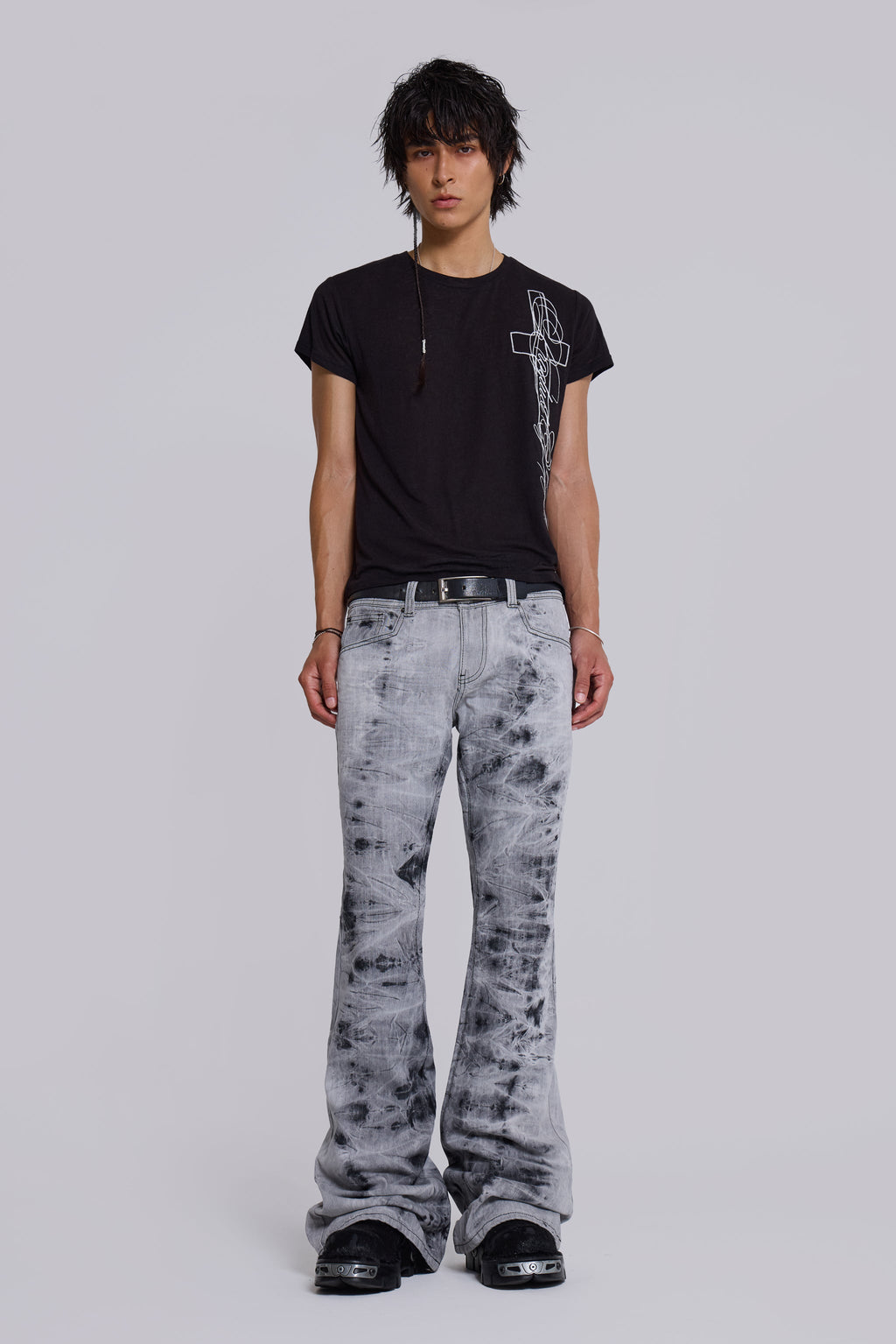 Grey Tie Dye Drift Bootcut Jeans