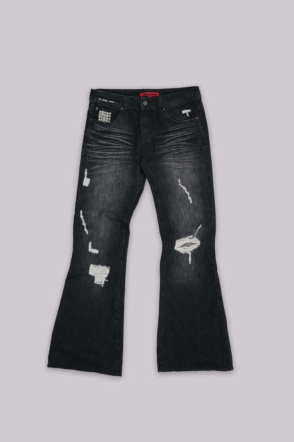 Black Cross Stud Drift Bootcut Jeans