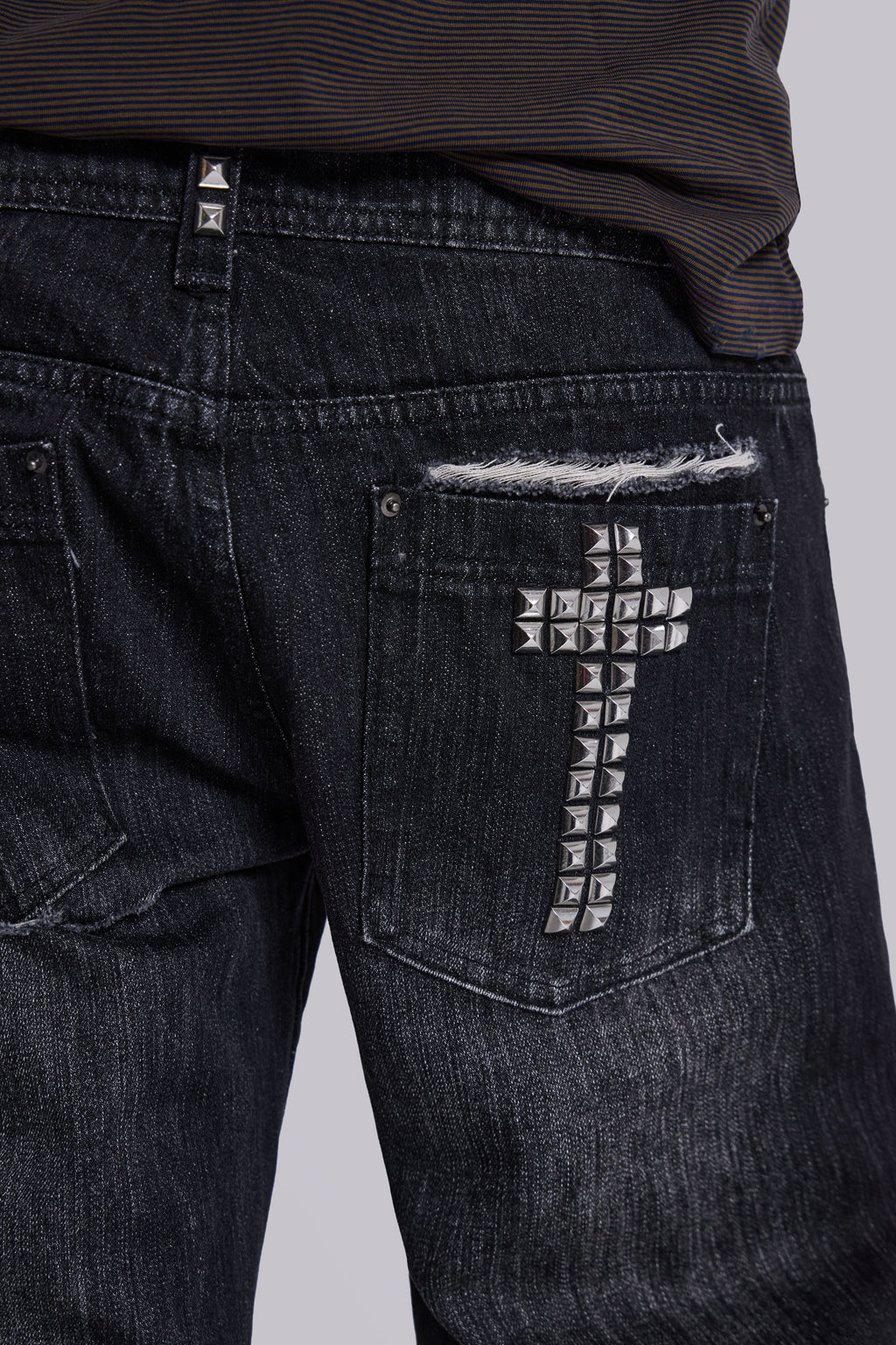 Black Cross Stud Drift Bootcut Jeans