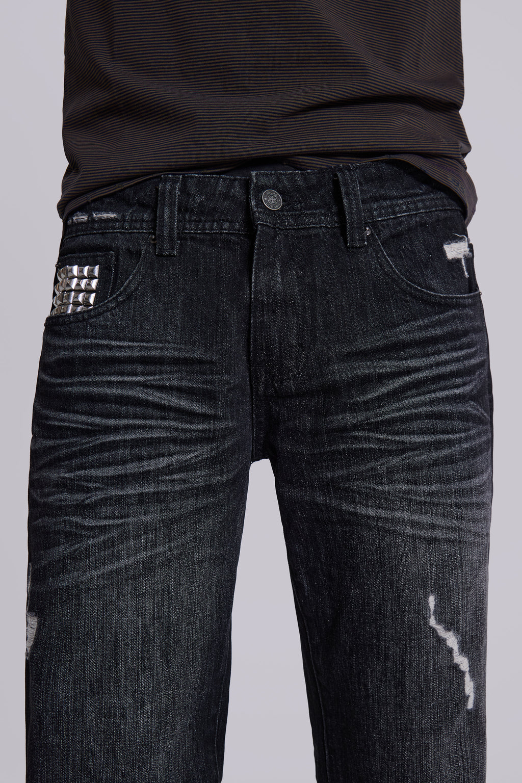 Black Cross Stud Drift Bootcut Jeans