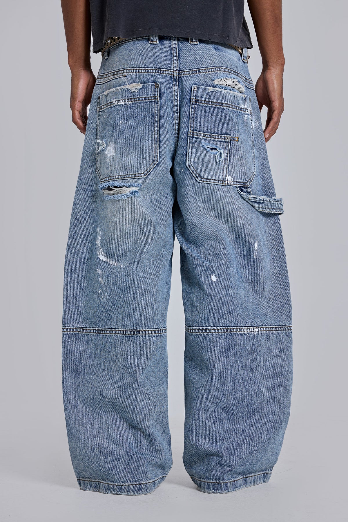 Vaqueros carpenter vintage desgastados azules