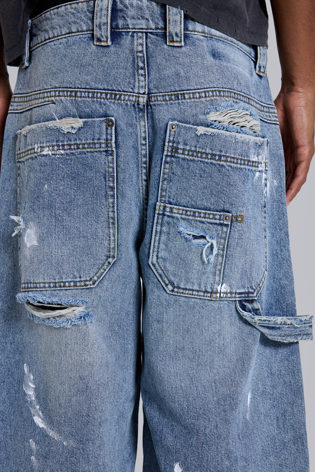 Vaqueros carpenter vintage desgastados azules