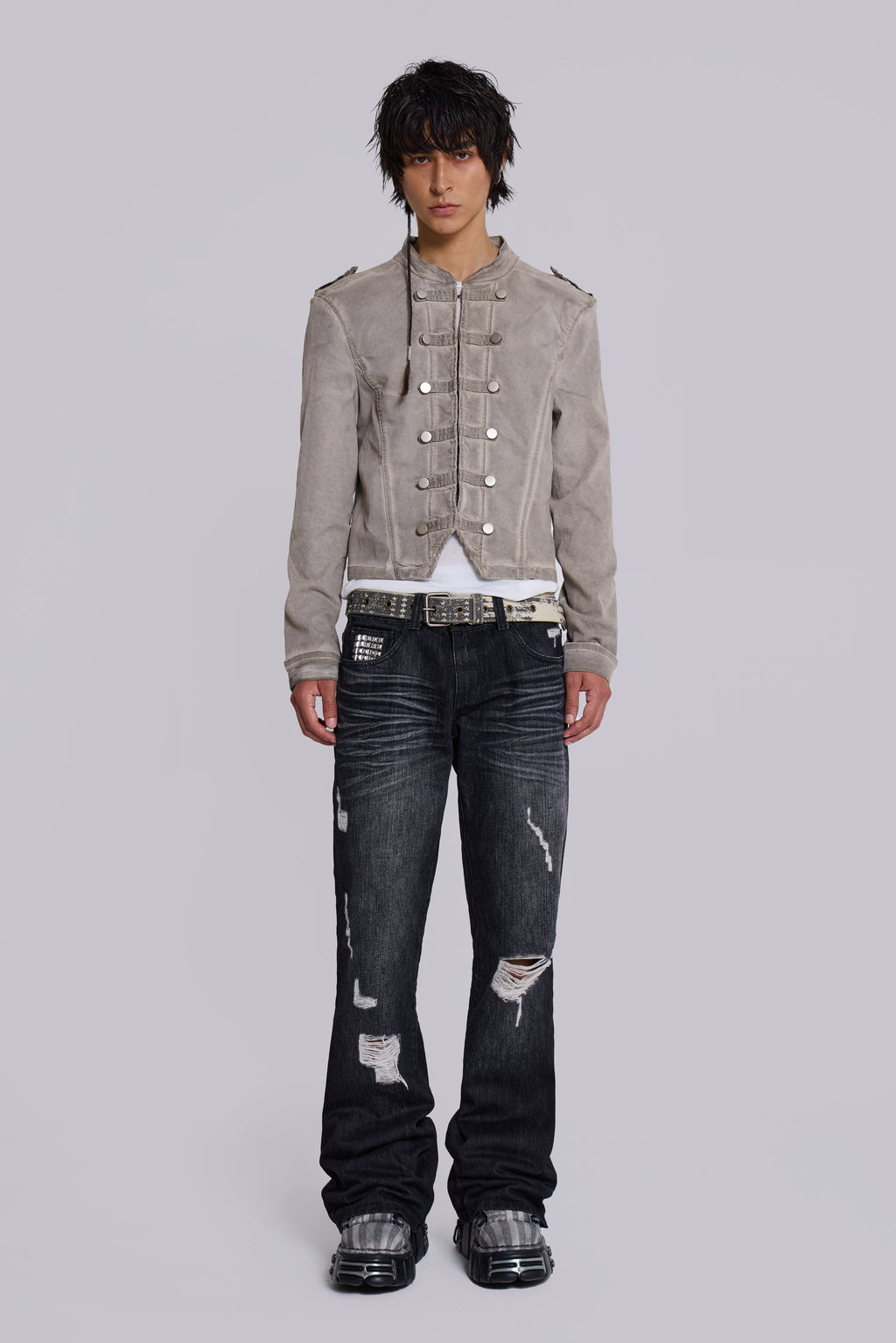 Black Cross Stud Drift Bootcut Jeans