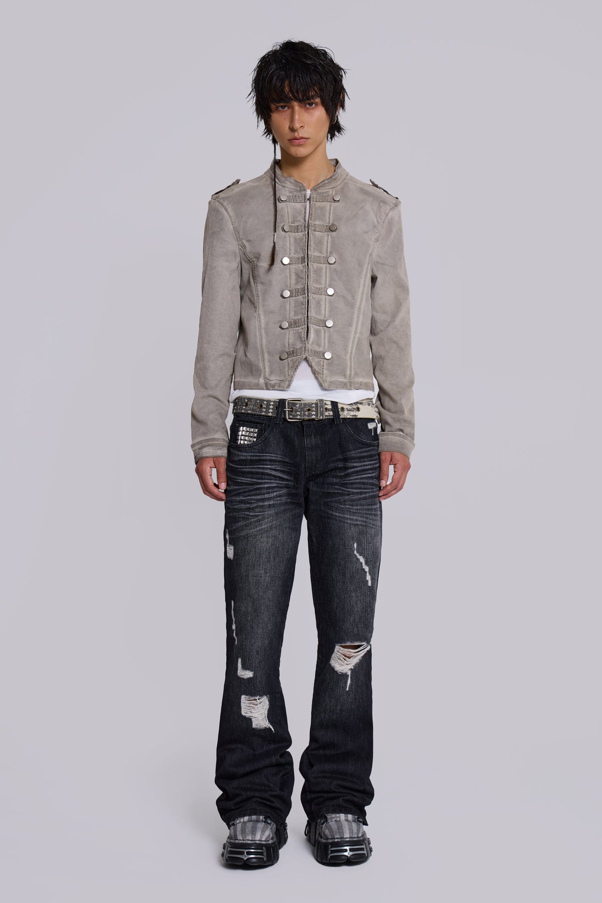 Black Cross Stud Drift Bootcut Jeans
