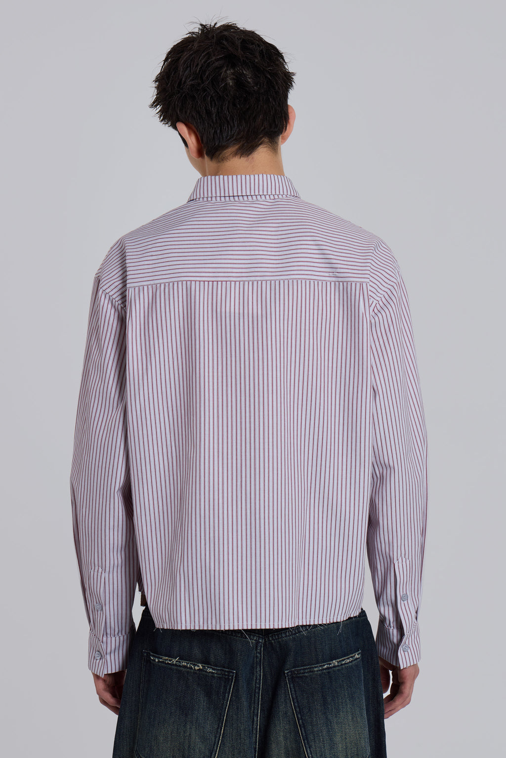 Overprint Cropped Button-Up Shirt