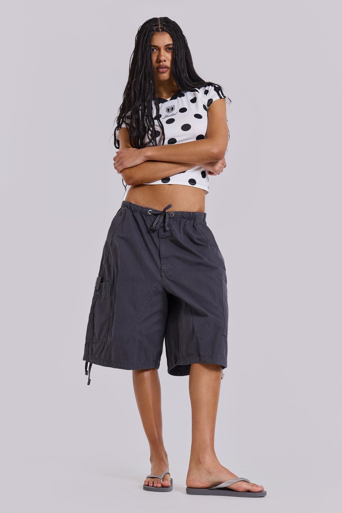 Shorts cargo vintage paracaídas grises