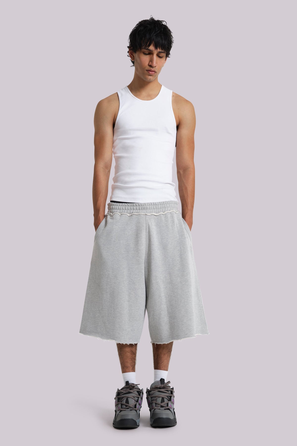 Shorts baggy Monster Jogger gris jaspeado