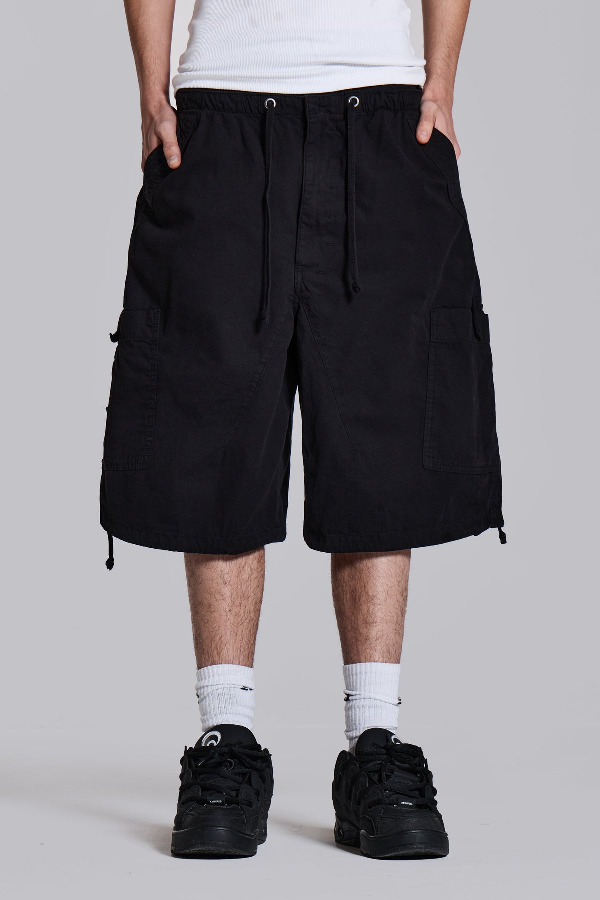 Shorts baggy Cargo paracaídas negros