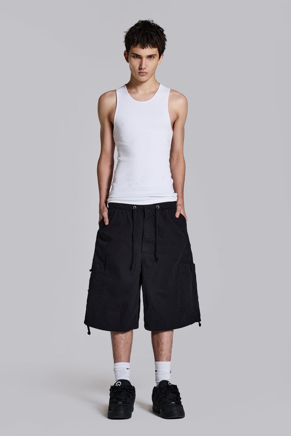 Shorts baggy Cargo paracaídas negros