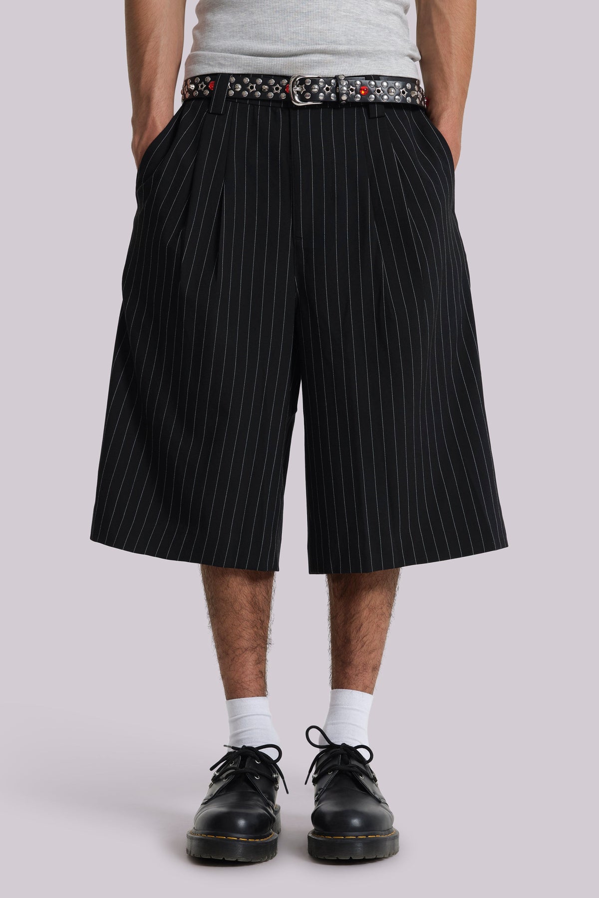 Shorts baggy Goliath de raya diplomática negros