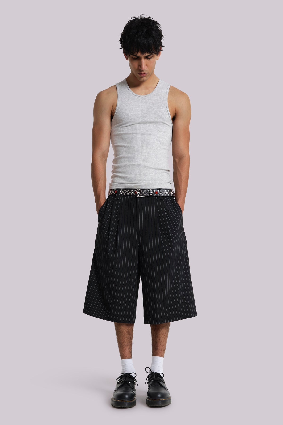 Shorts baggy Goliath de raya diplomática negros