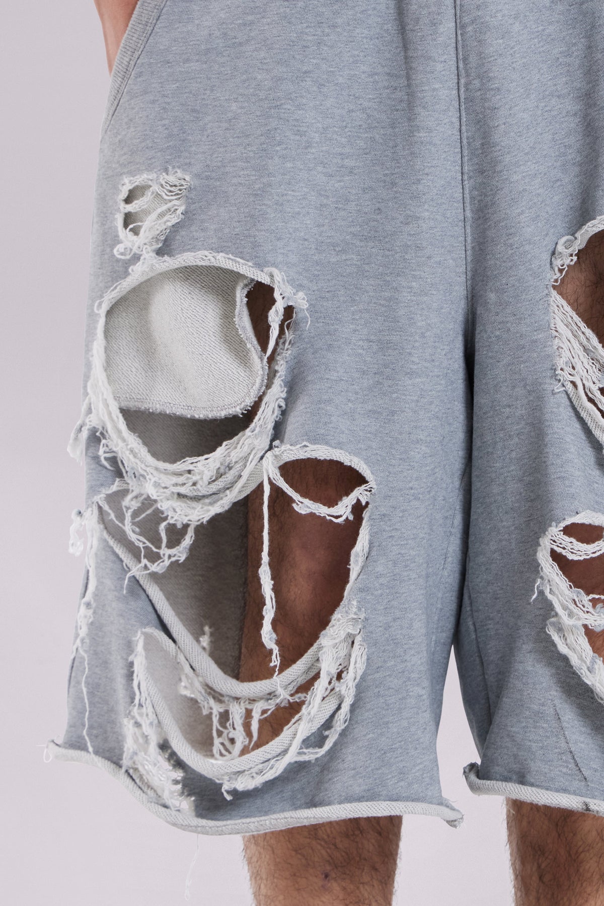 Grey Distressed Monster Shorts