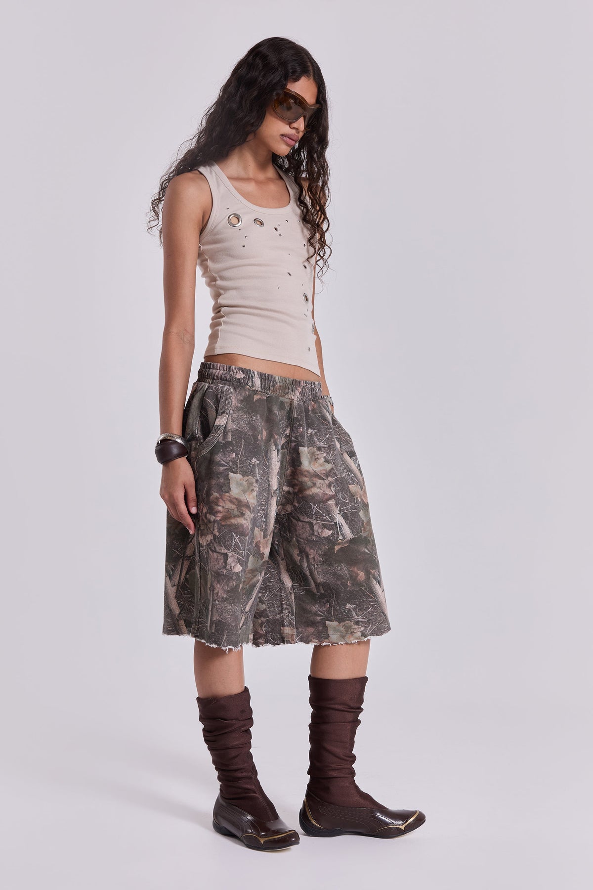 Shorts de chándal Woodland Monster camuflaje