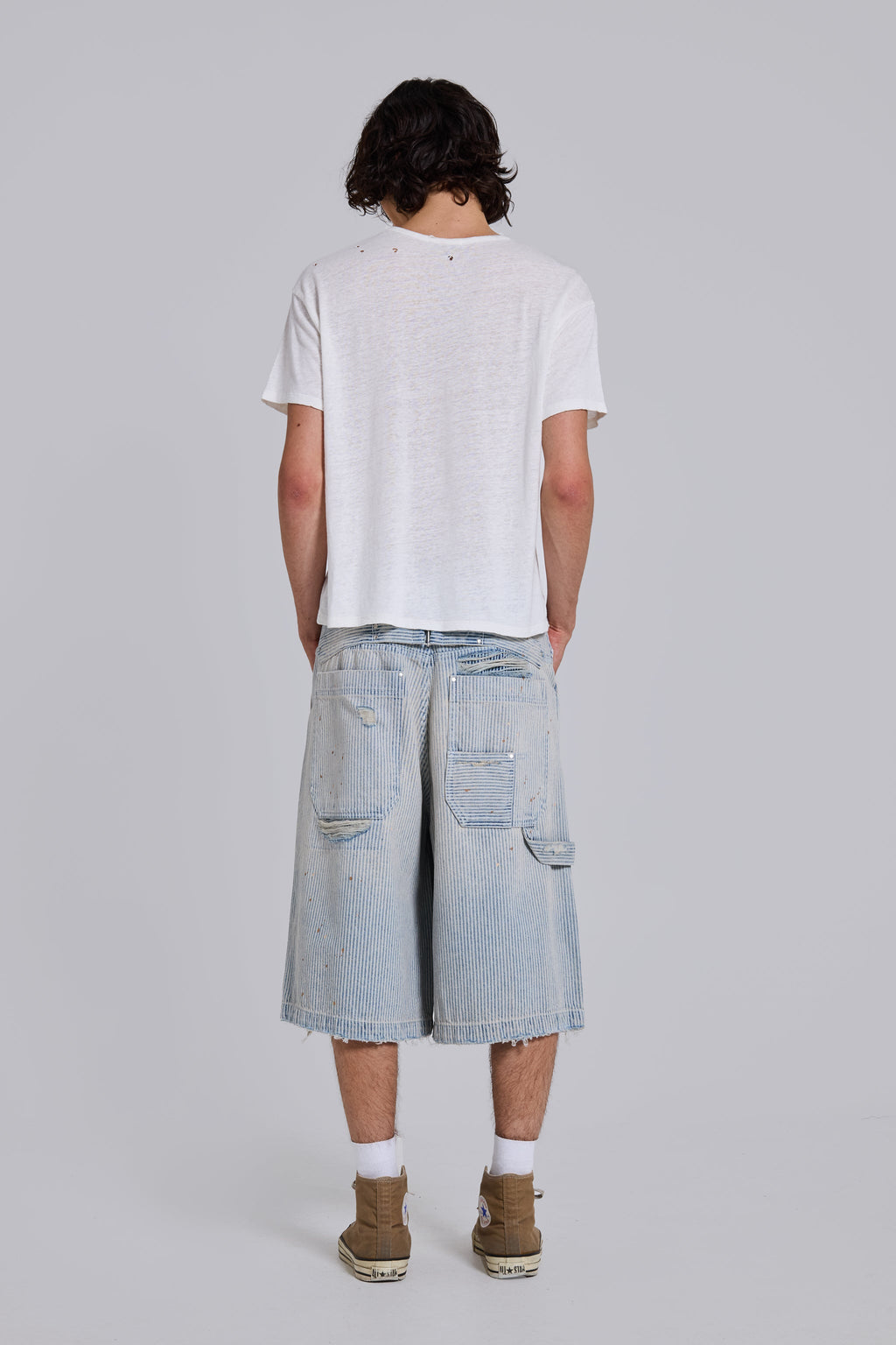 Pinstripe Double Knee Carpenter Jorts