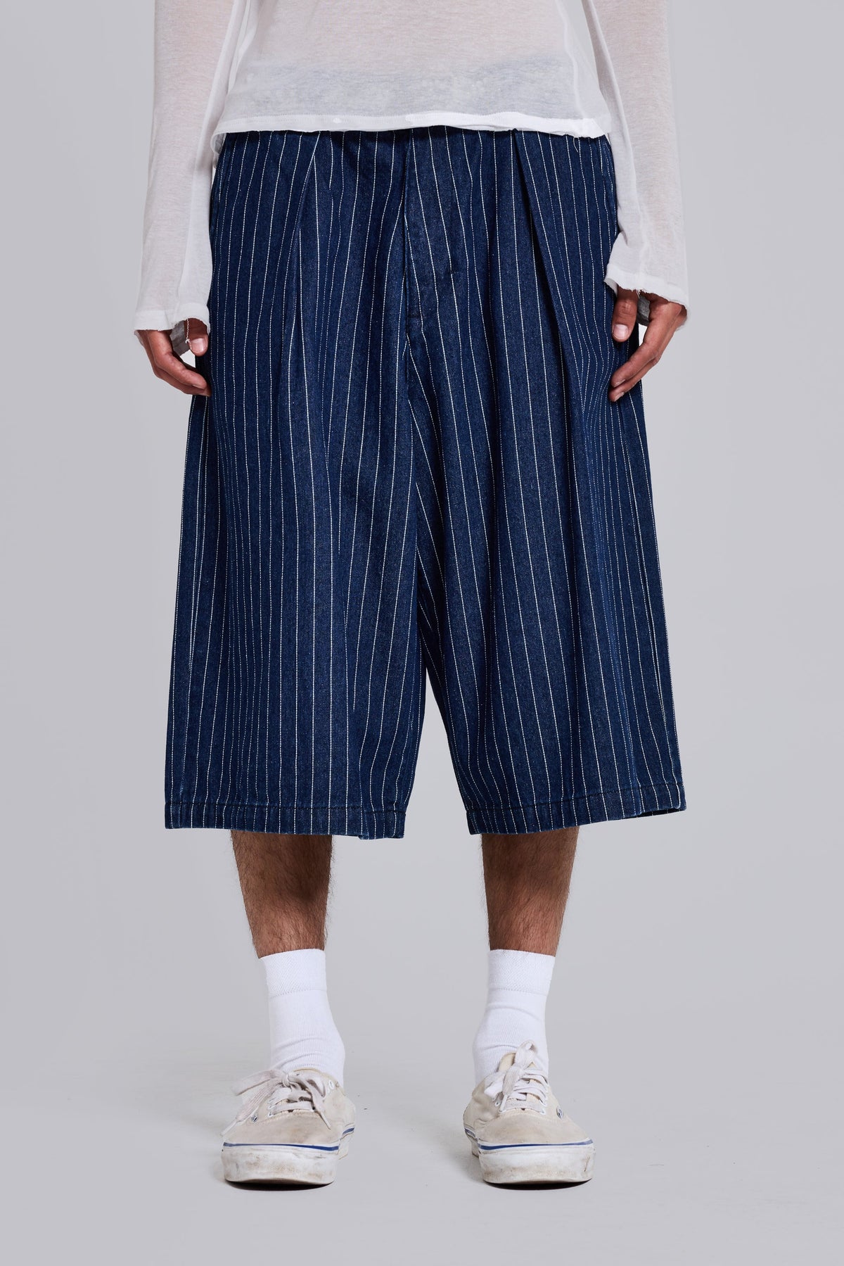 Shorts XL Goliath de raya diplomática denim