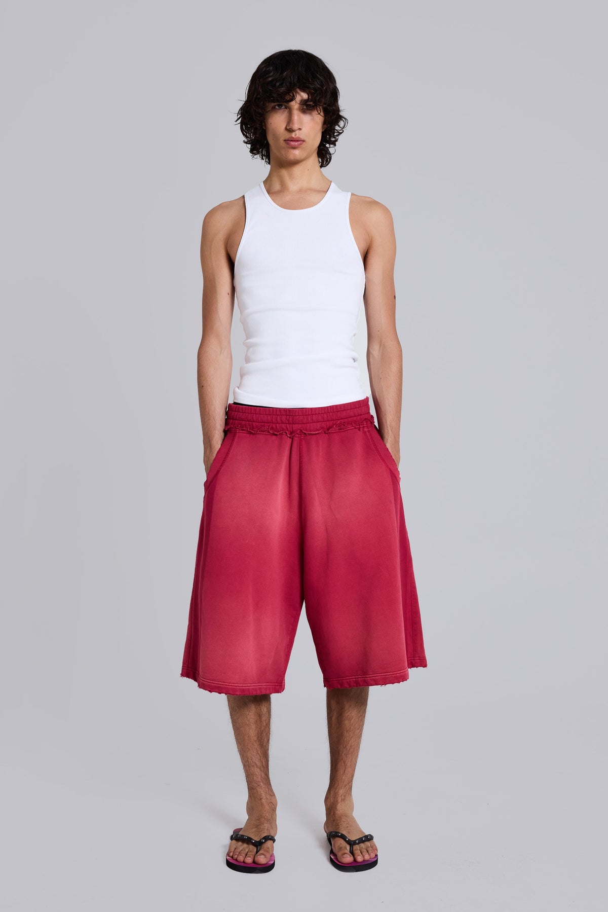 Red Sport Stripe Monster Jogger Shorts
