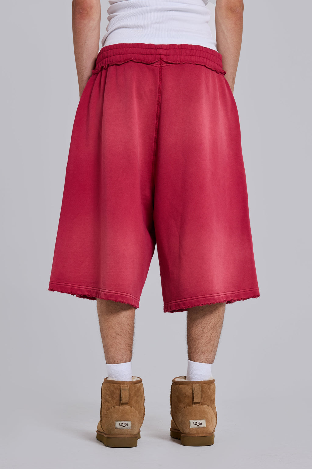 Red Sport Stripe Monster Jogger Shorts