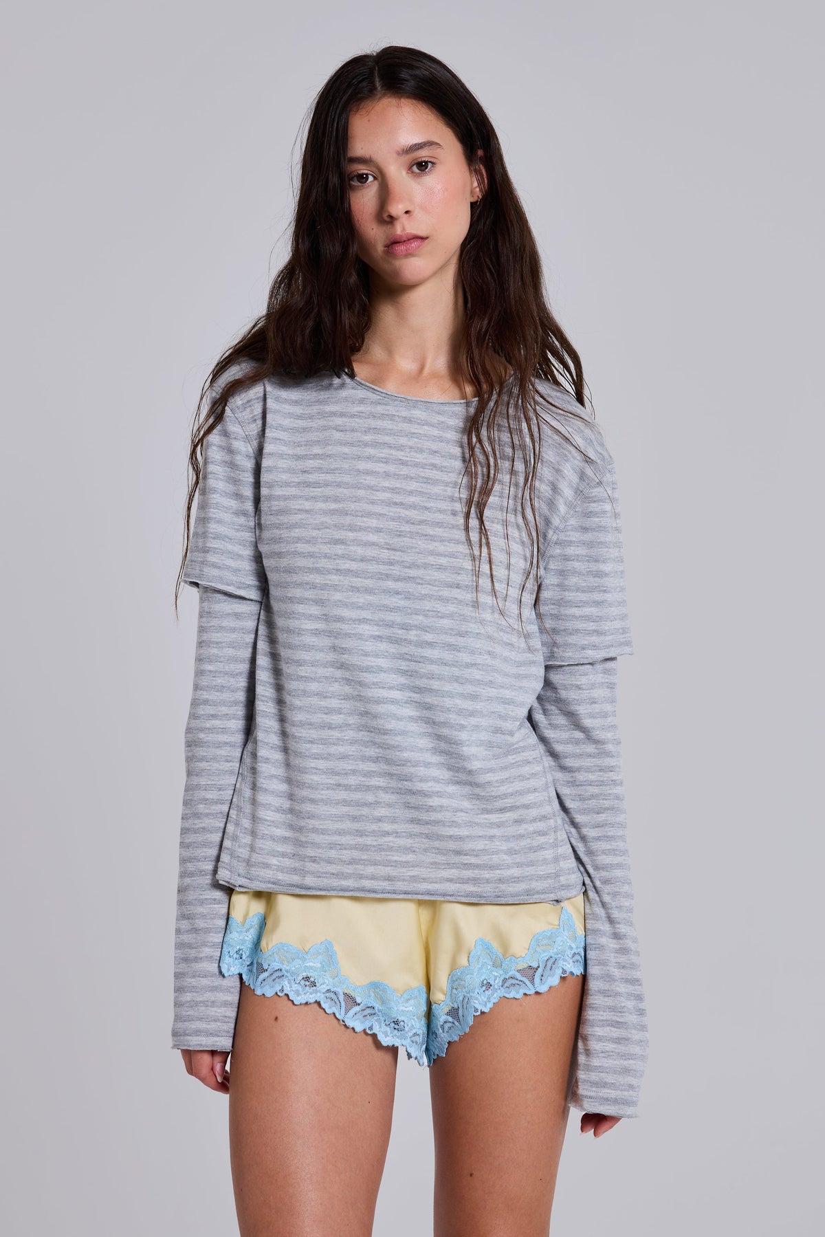 Line Double Layer Long Sleeve Top