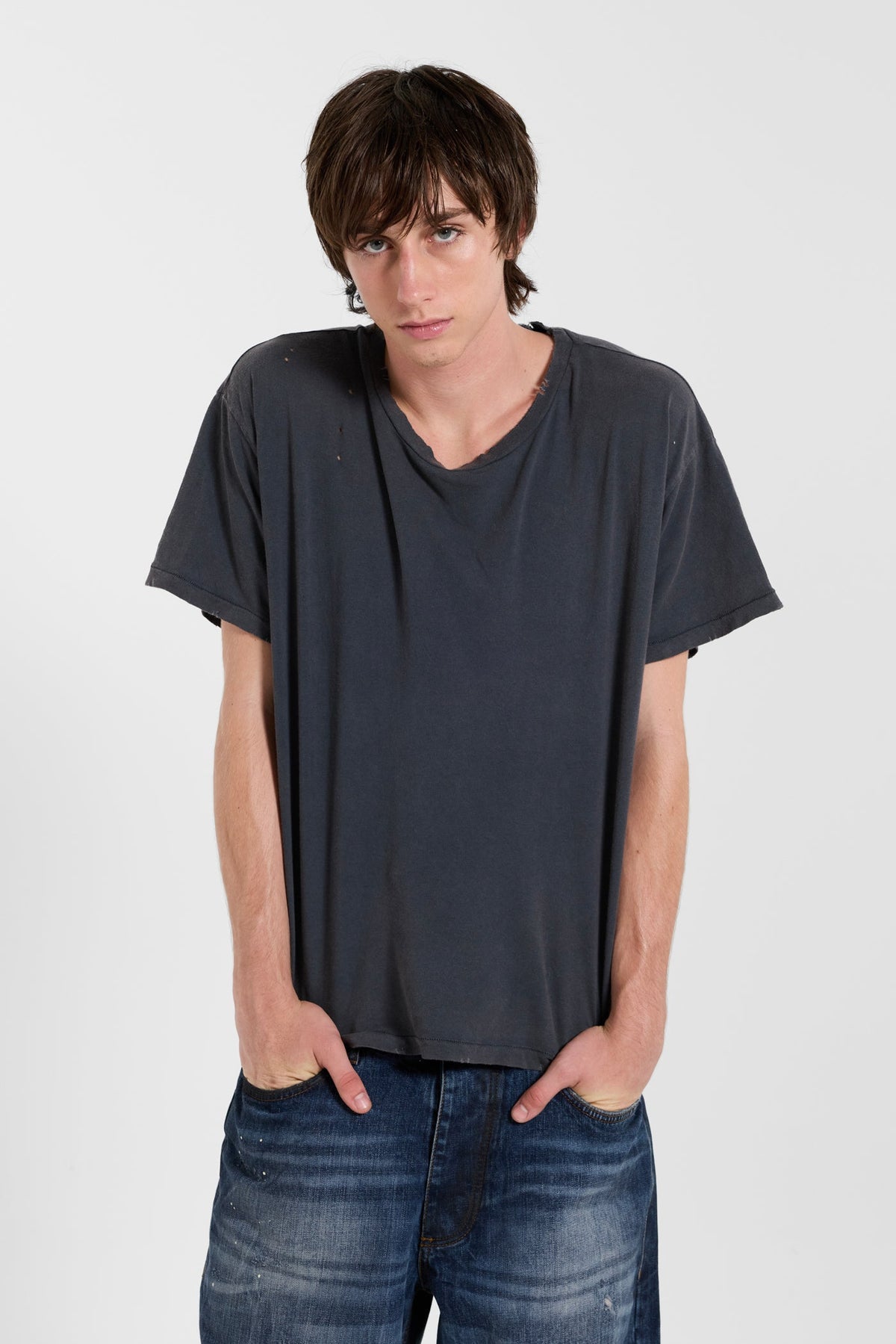 Washed Black Cropped Moth T-Shirt