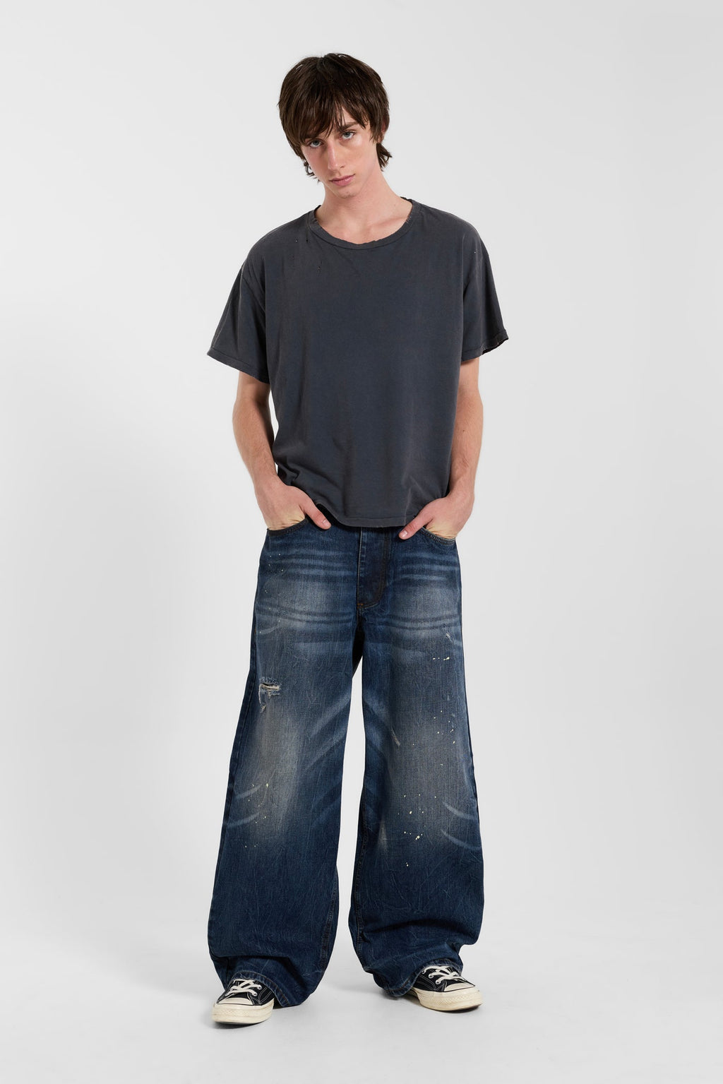 Washed Black Cropped Moth T-Shirt