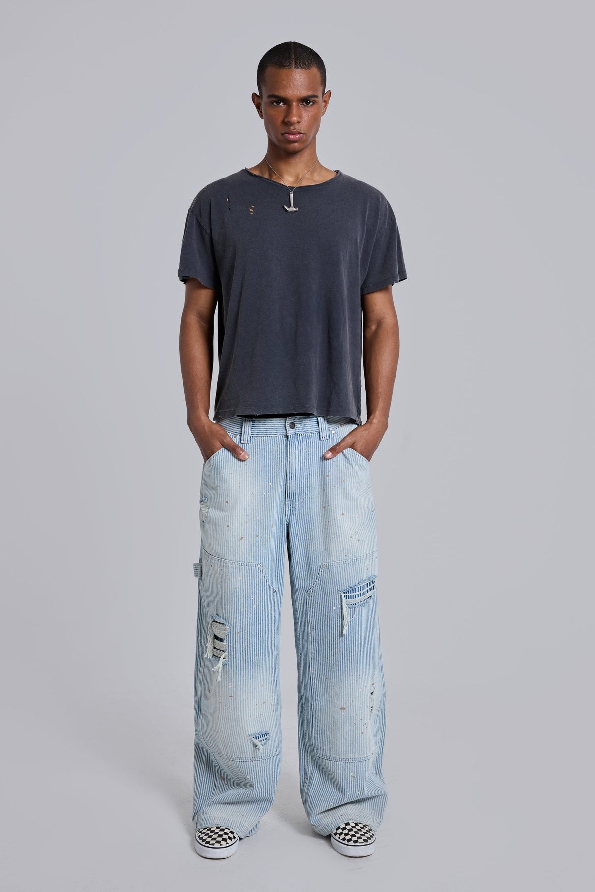 Washed Black Cropped Moth T-Shirt