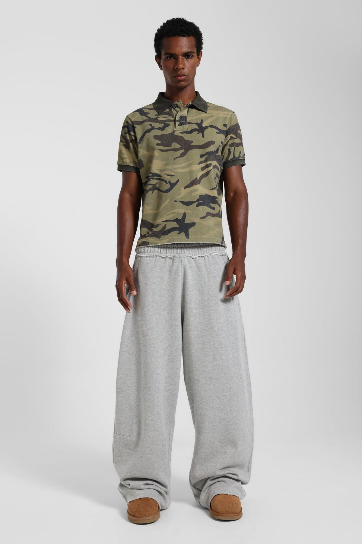 Washed Camo Polo Top