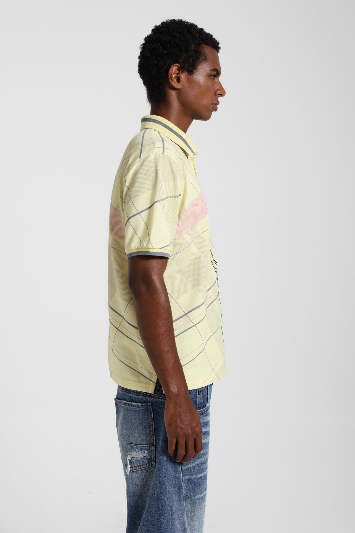 Yellow Momentum Check Polo Top