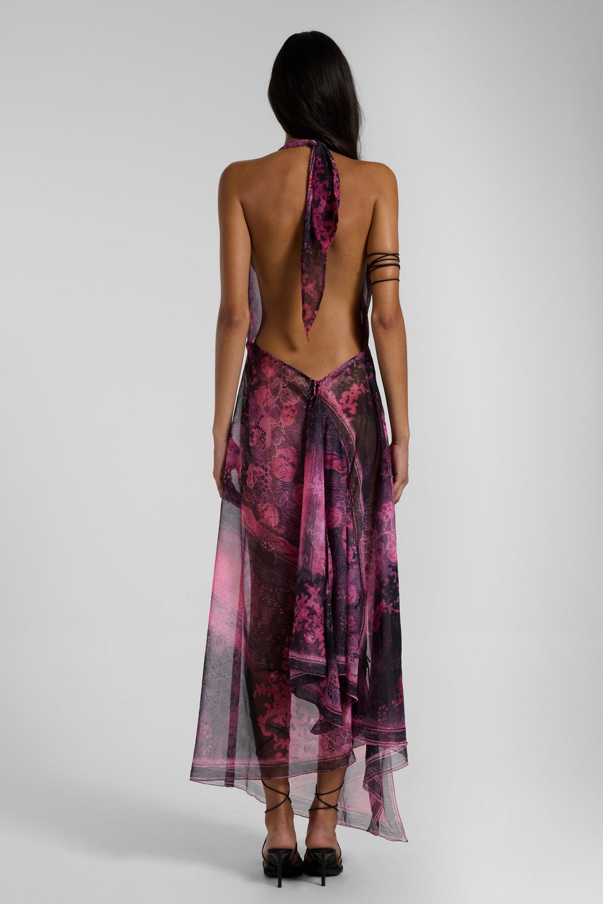 Rivon Backless Chiffon Scarf Dress