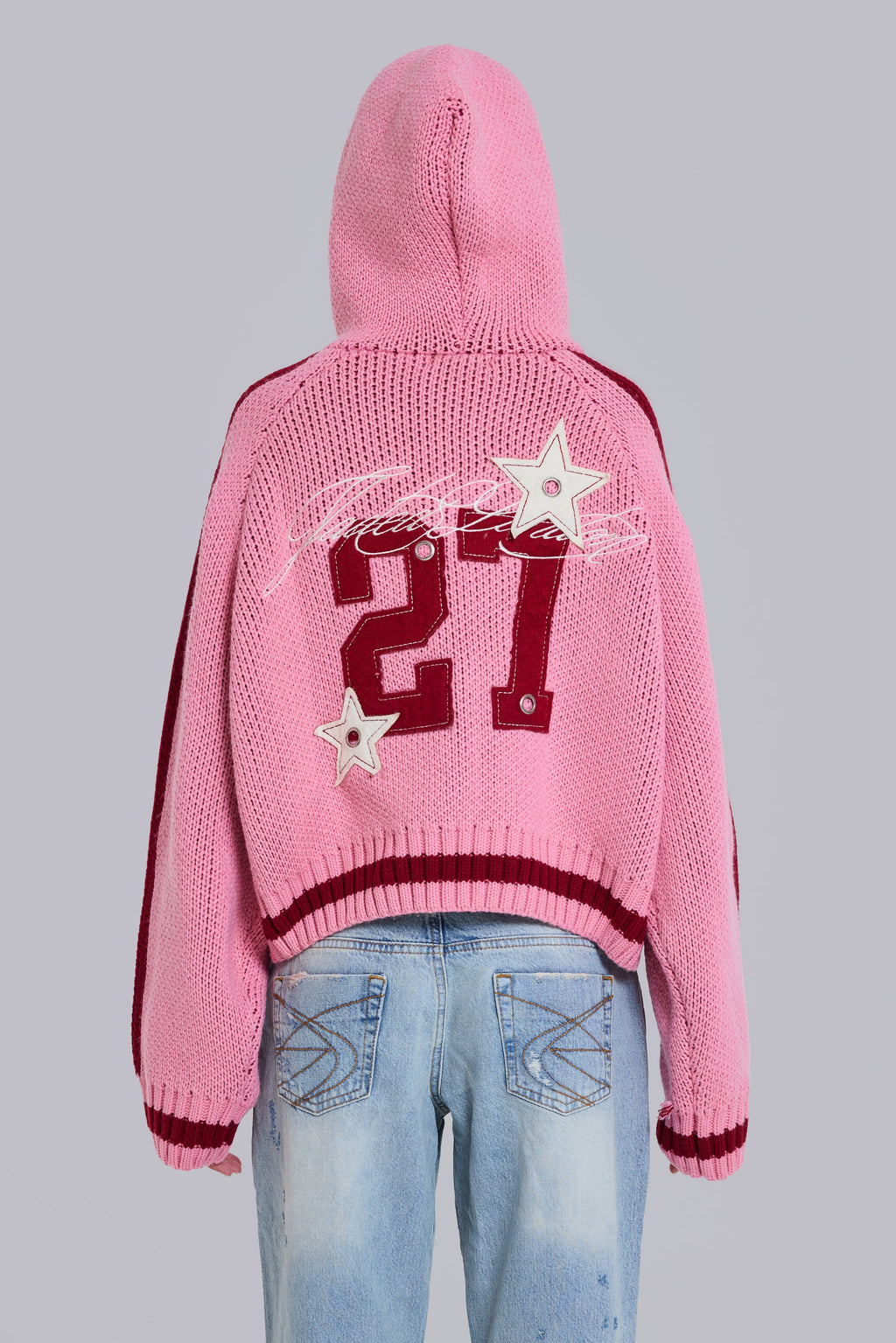 Nellie Pink Hooded Knit Cardigan