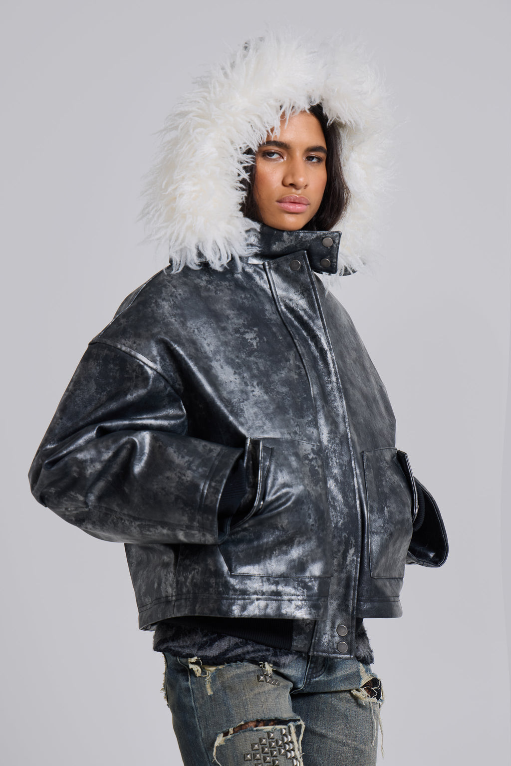 Mistra PU Leather Bomber Jacket