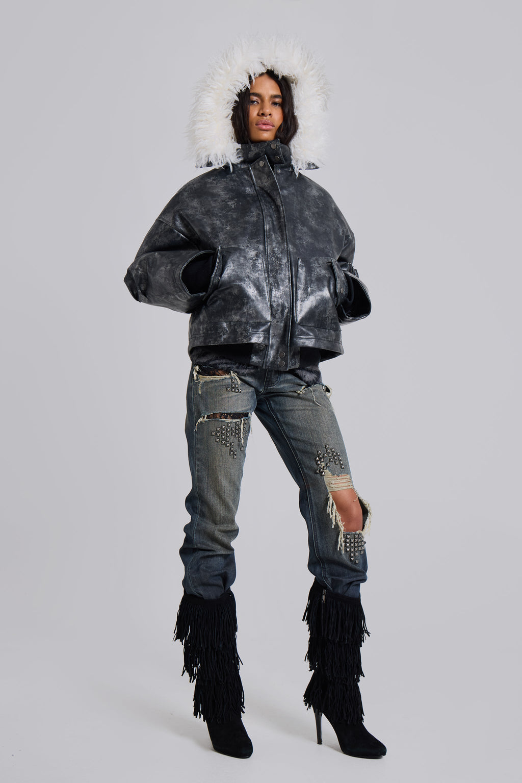 Mistra PU Leather Bomber Jacket