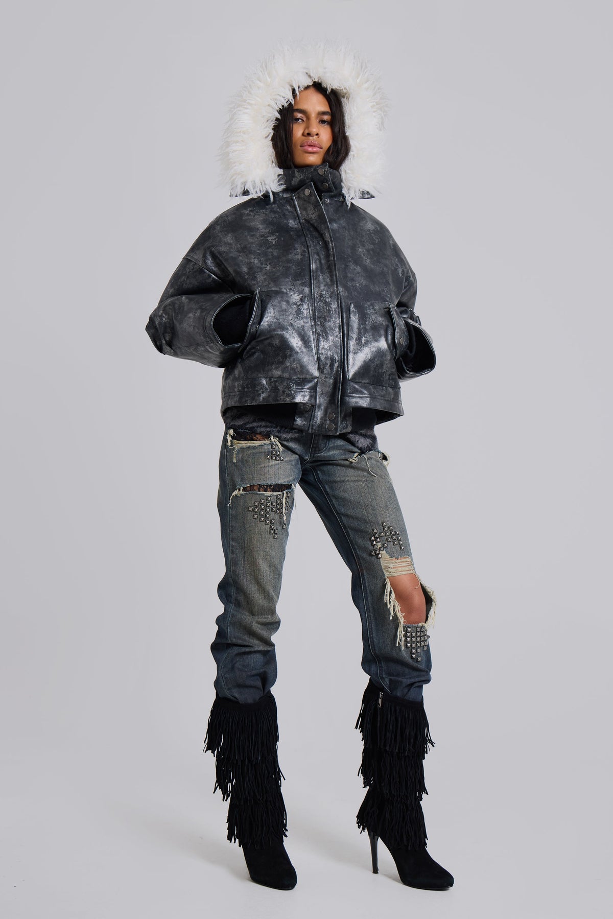 Mistra PU Leather Bomber Jacket