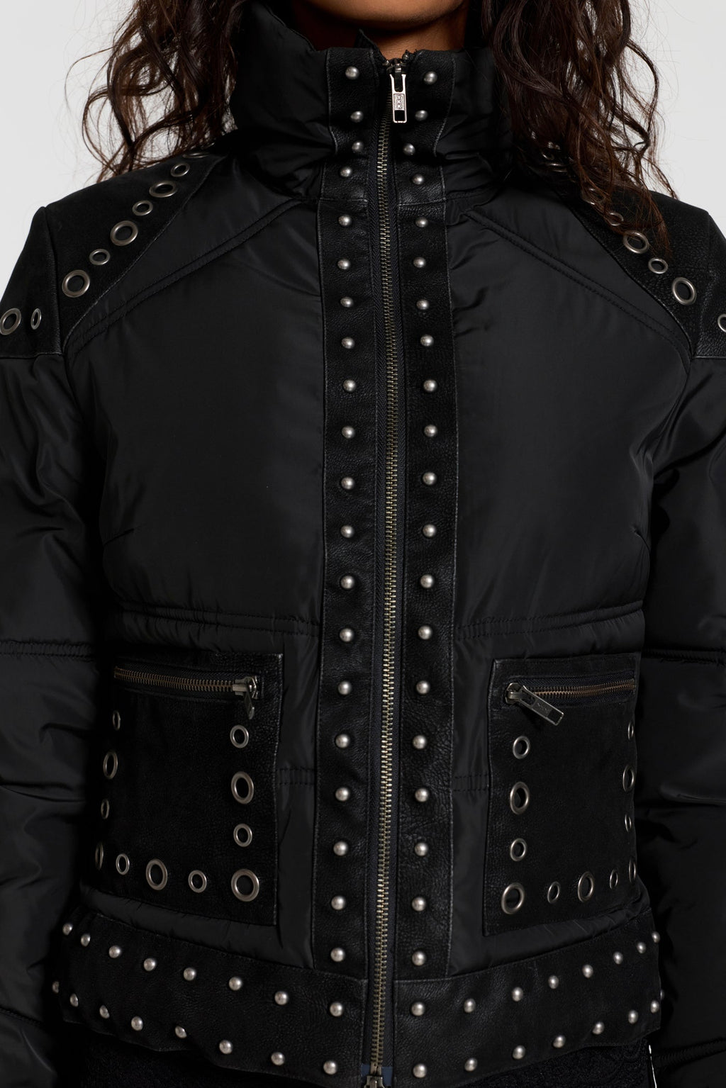 Stormie Studded Fitted Puffer Jacket