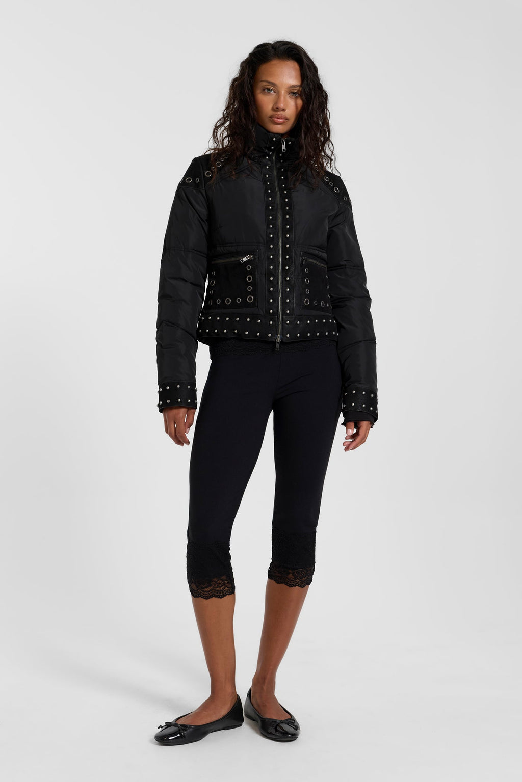 Stormie Studded Fitted Puffer Jacket