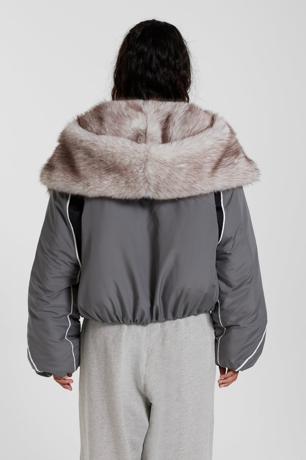 Vapor Fur Hood Bomber Jacket
